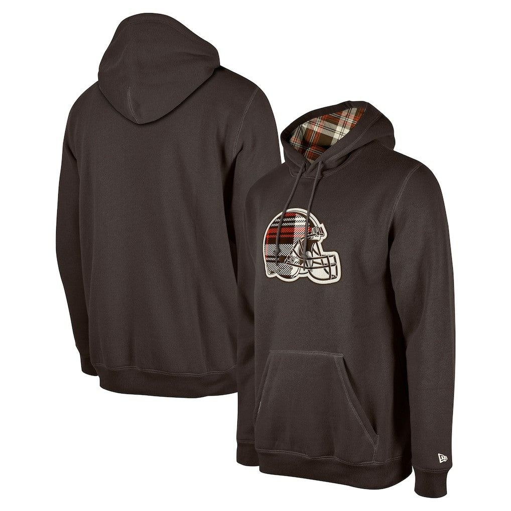 Cleveland Browns New Era 3rd Down Plaid Pullover Hoodie Brown | NFL
