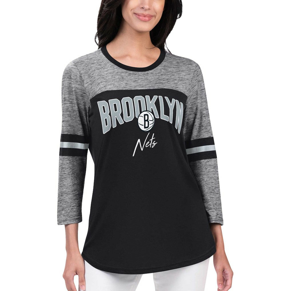 Brooklyn Nets G-III 4Her by Carl Banks Women's Play the Game 3/4-Sleeve T-Shirt Black - NBA