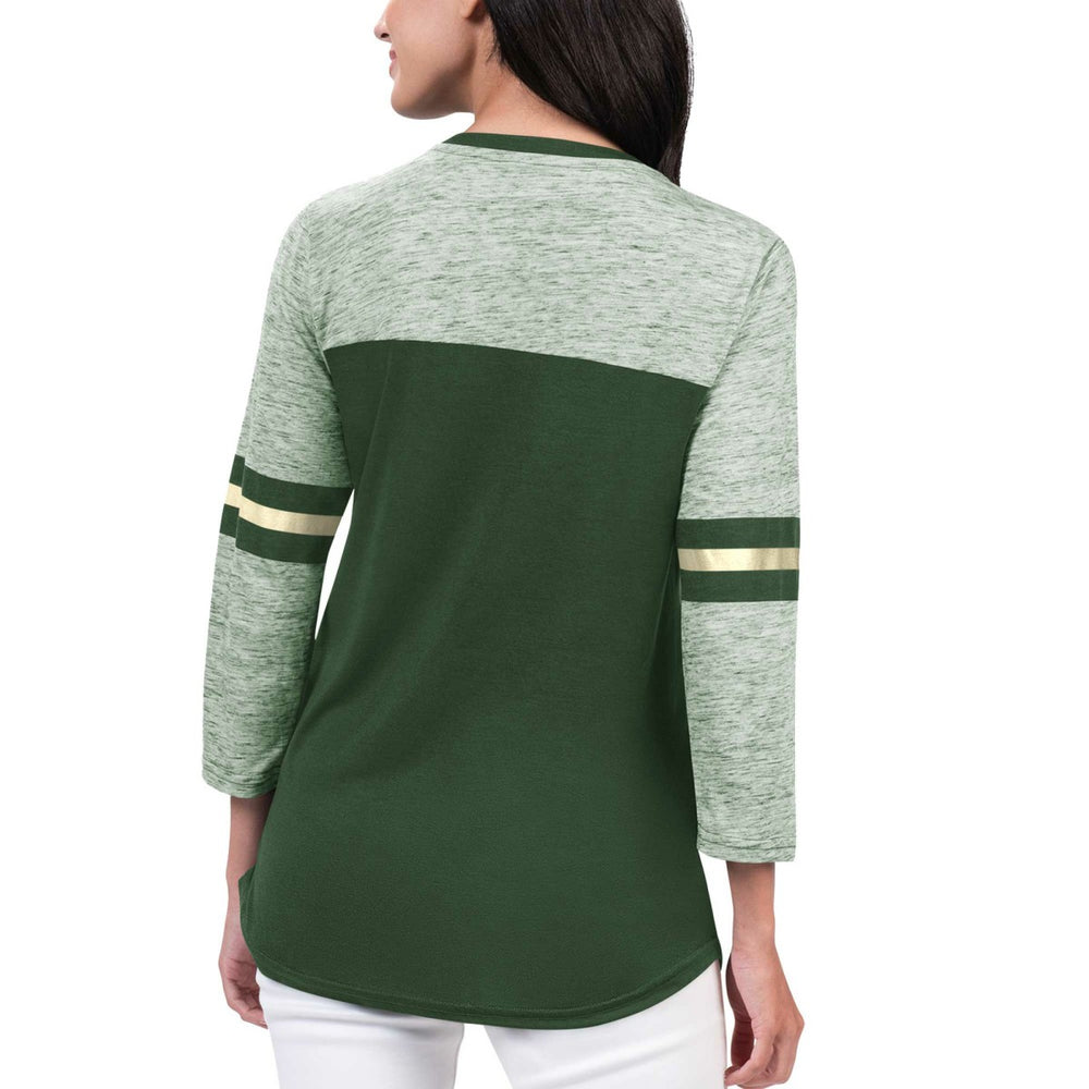 Milwaukee Bucks G-III 4Her by Carl Banks Women's Play the Game 3/4-Sleeve T-Shirt Hunter Green - NBA