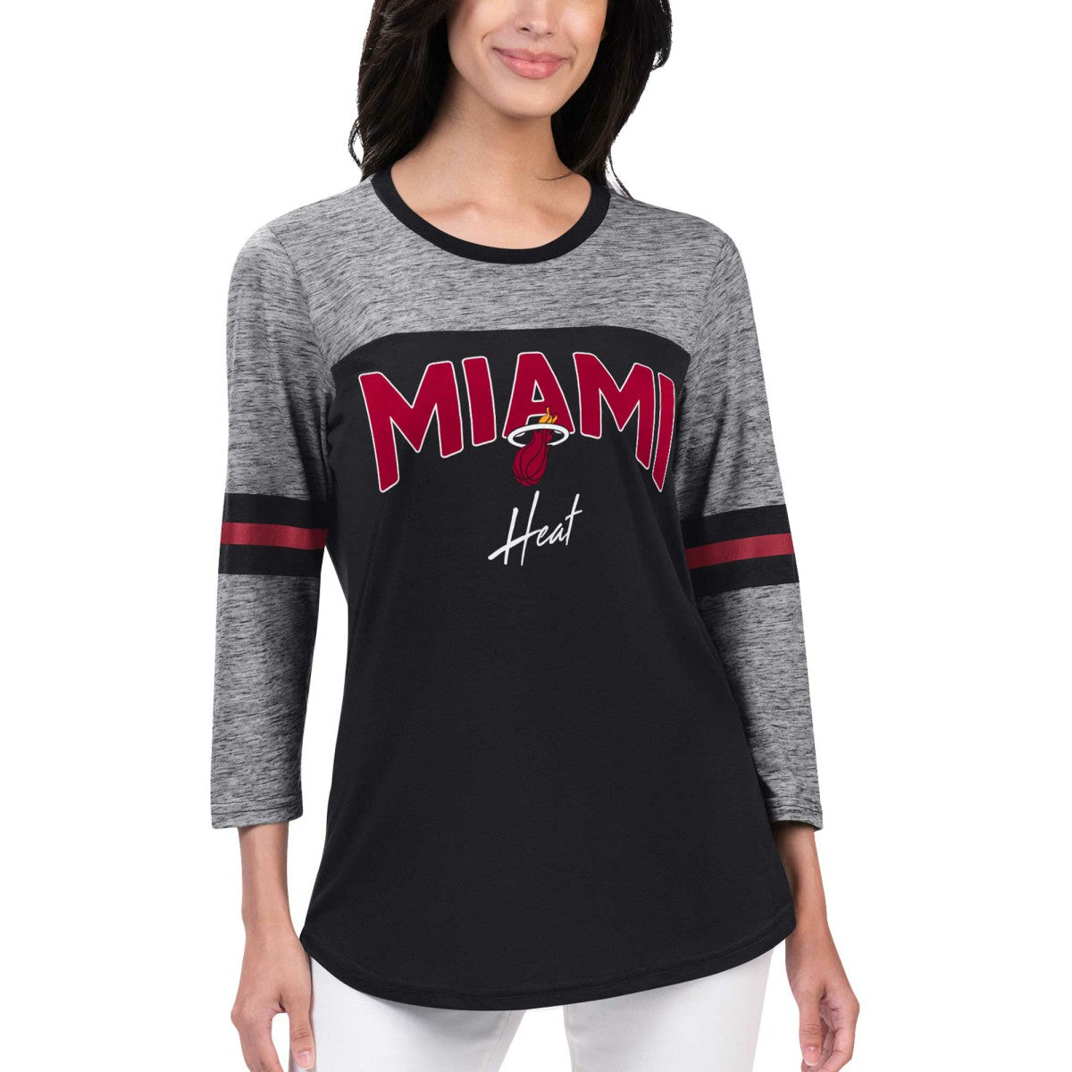 Miami Heat G-III 4Her by Carl Banks Women's Play the Game 3/4-Sleeve T-Shirt Black - NBA