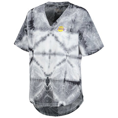 Los Angeles Lakers G-III 4Her by Carl Banks Women's Tournament Raglan Oversized Tie-Dye V-Neck T-Shirt Black - NBA