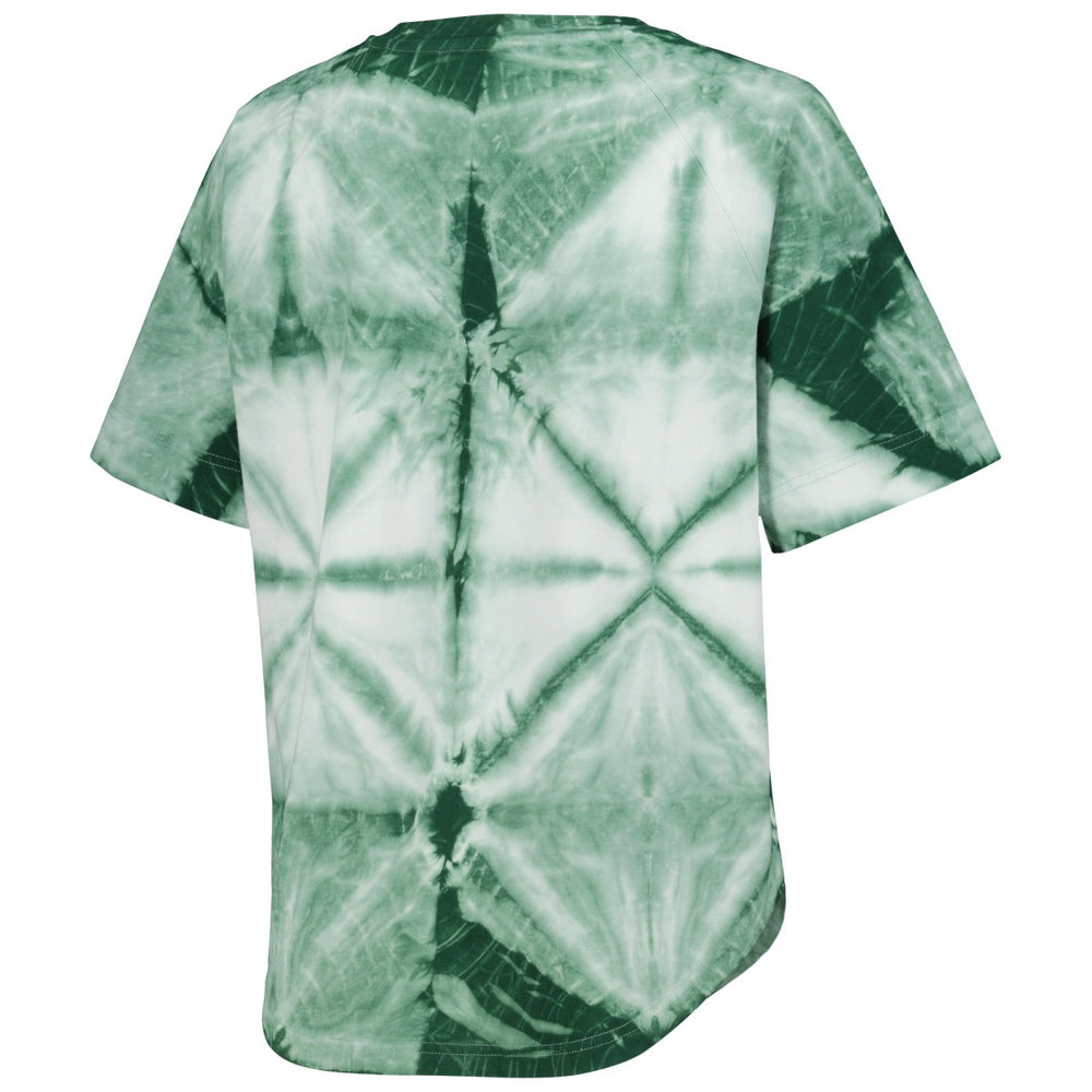 Milwaukee Bucks G-III 4Her by Carl Banks Women's Tournament Raglan Oversized Tie-Dye V-Neck T-Shirt Hunter Green - NBA