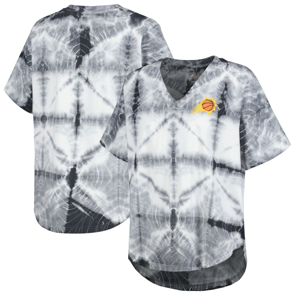 Phoenix Suns G-III 4Her by Carl Banks Women's Tournament Raglan Oversized Tie-Dye V-Neck T-Shirt Black - NBA