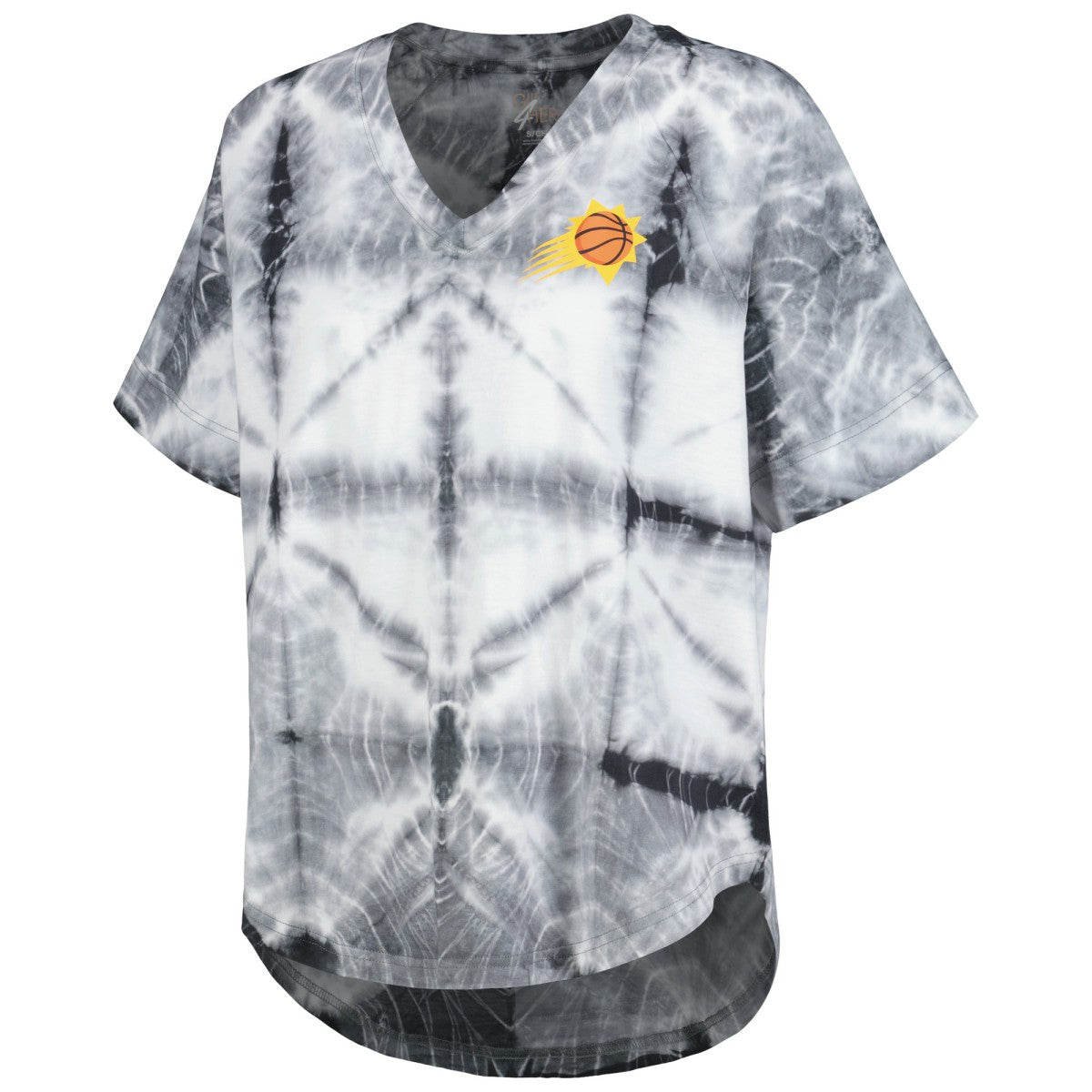 Phoenix Suns G-III 4Her by Carl Banks Women's Tournament Raglan Oversized Tie-Dye V-Neck T-Shirt Black - NBA