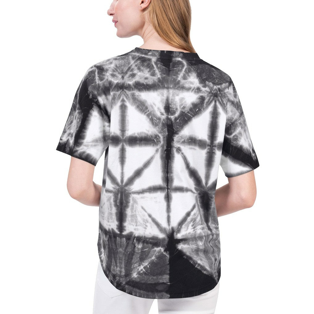 Brooklyn Nets G-III 4Her by Carl Banks Women's Tournament Raglan Oversized Tie-Dye V-Neck T-Shirt Black - NBA