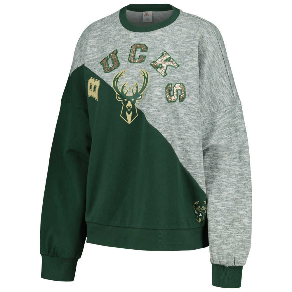 Milwaukee Bucks G-III 4Her by Carl Banks Women's Benches Split Pullover Sweatshirt Hunter Green - NBA