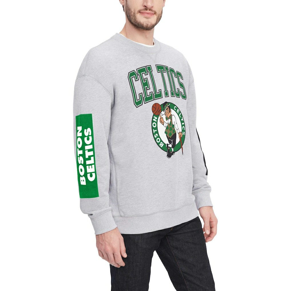 Boston Celtics Tommy Jeans Hayes Crew Neck Pullover Sweatshirt Heather Gray - NBA