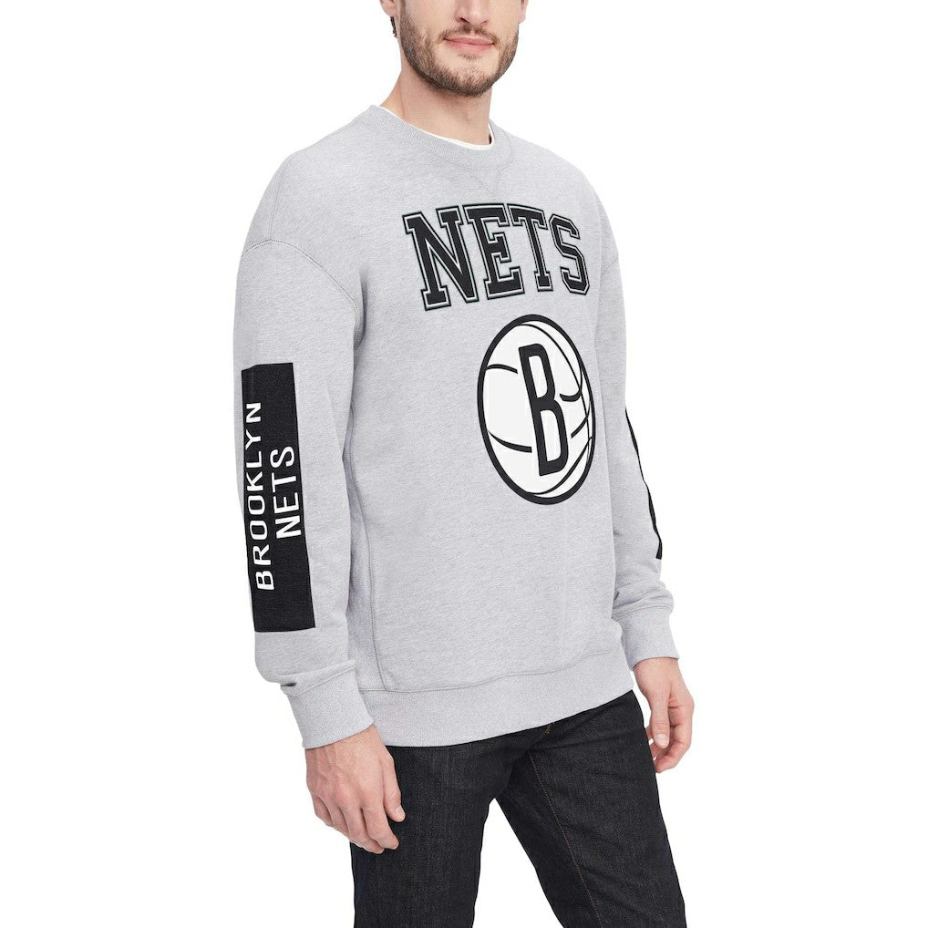 Brooklyn Nets Tommy Jeans Hayes Crew Neck Pullover Sweatshirt Heather Gray - NBA
