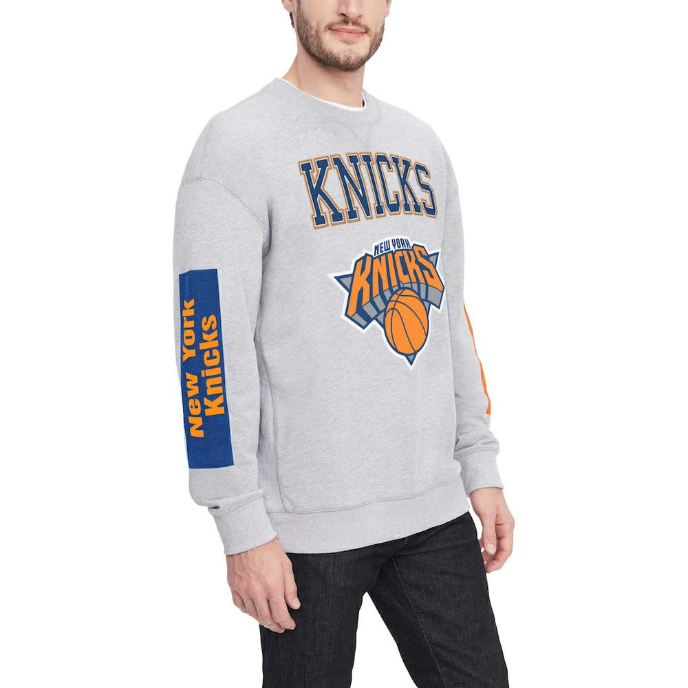 New York Knicks Tommy Jeans Hayes Crew Neck Pullover Sweatshirt Heather Gray - NBA
