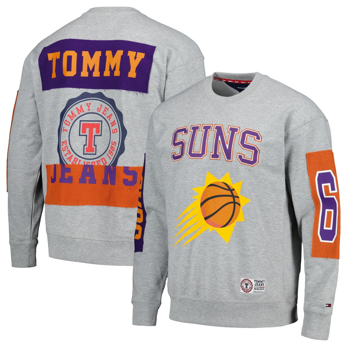 Phoenix Suns Tommy Jeans Hayes Crew Neck Pullover Sweatshirt Heather Gray - NBA