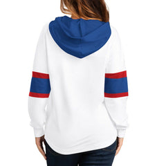 New York Rangers G-III 4Her by Carl Banks Women's Goal Zone Long Sleeve Lace-Up Hoodie T-Shirt - White/Blue - NHL