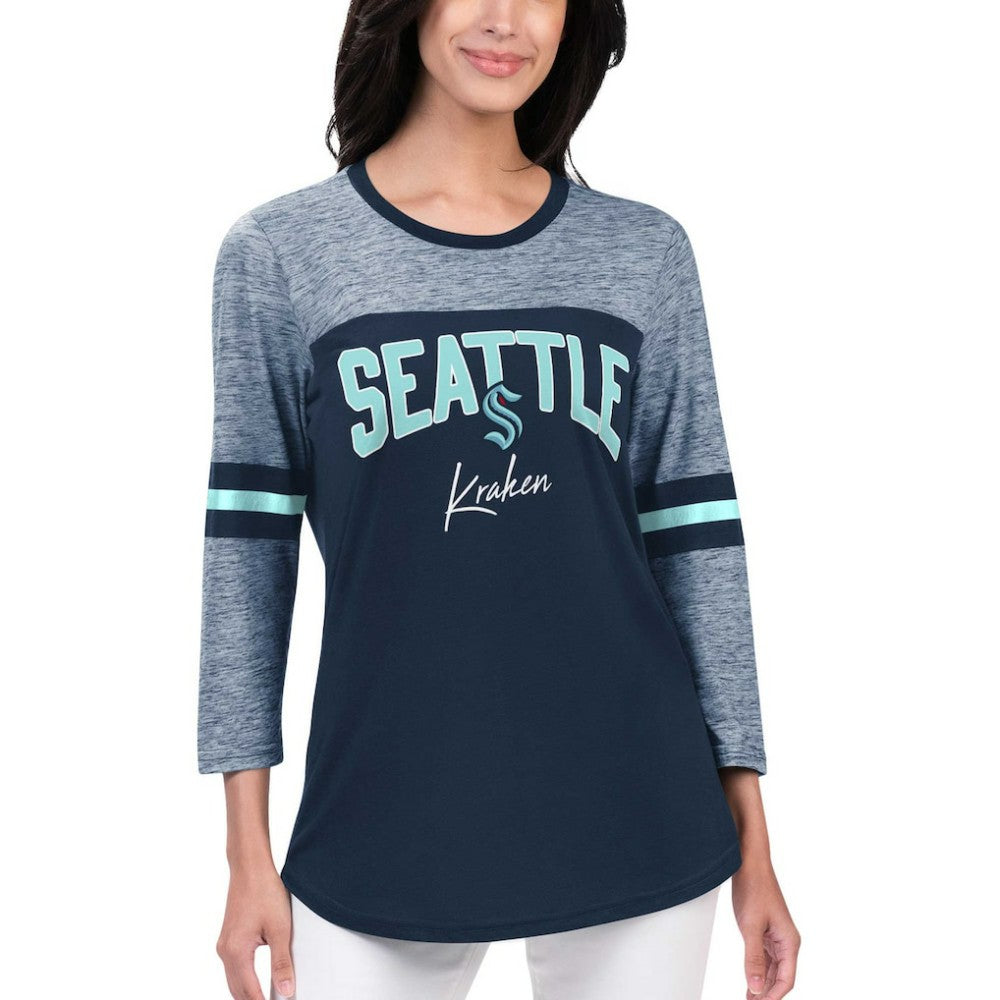 Seattle Kraken G-III 4Her by Carl Banks Women's Play The Game 3/4-Sleeve T-Shirt - Deep Sea Blue - NHL