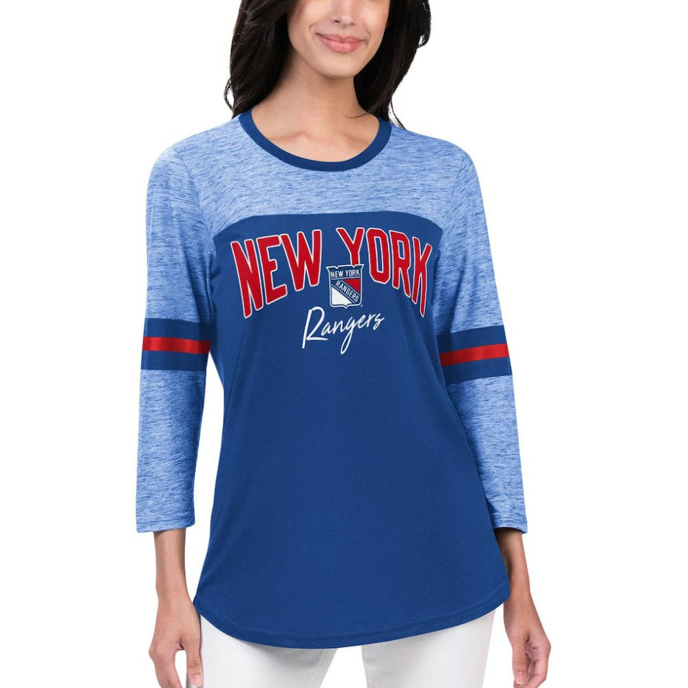 New York Rangers G-III 4Her by Carl Banks Women's Play The Game 3/4-Sleeve T-Shirt - Blue - NHL