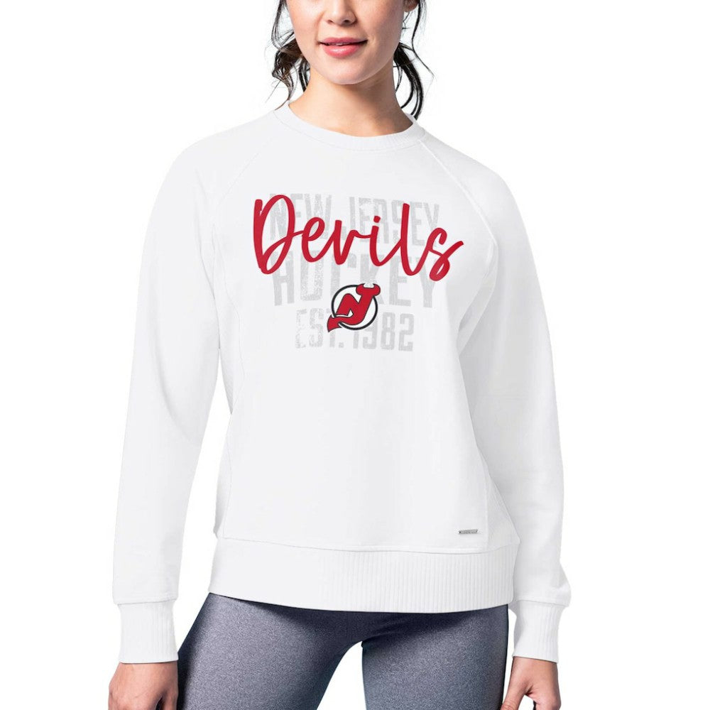 New Jersey Devils MSX by Michael Strahan Women's Millie Raglan Pullover Sweatshirt - White - NHL