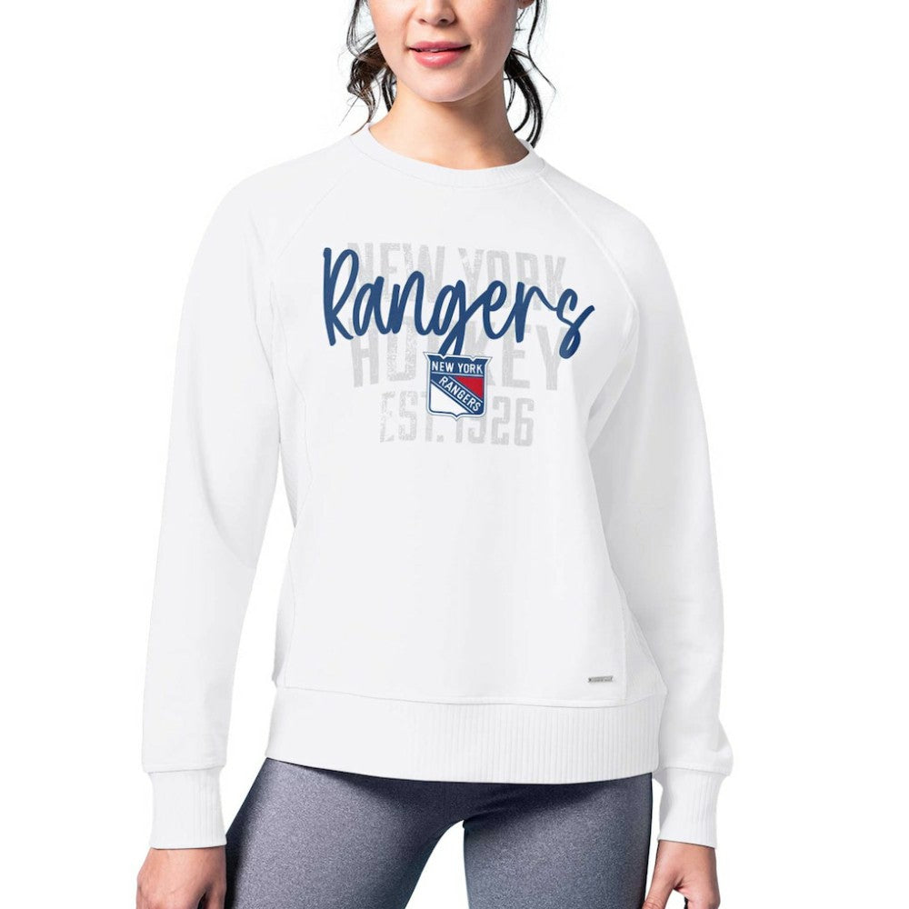 New York Rangers MSX by Michael Strahan Women's Millie Raglan Pullover Sweatshirt - White - NHL