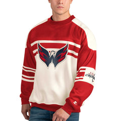 Washington Capitals Starter Defense Fleece Crewneck Pullover Sweatshirt - White - NHL