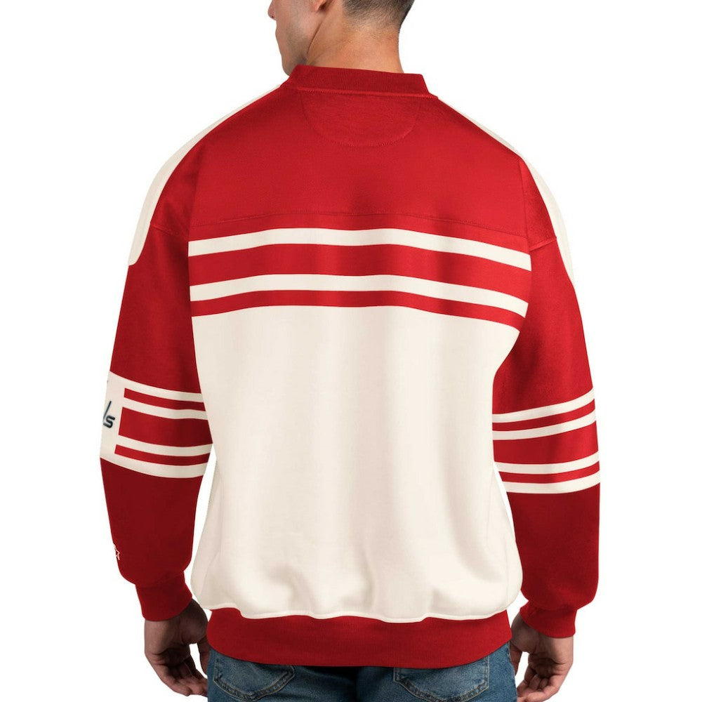 Washington Capitals Starter Defense Fleece Crewneck Pullover Sweatshirt - White - NHL