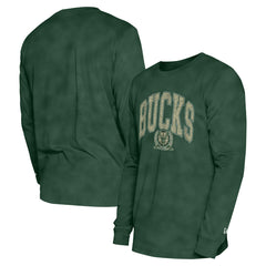 Milwaukee Bucks Unisex Oversized Essentials Enzyme Wash Long Sleeve T-Shirt Hunter Green - NBA