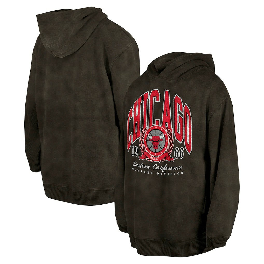 Chicago Bulls Unisex Oversized Essentials Pigment Wash Fleece Pullover Hoodie Charcoal - NBA