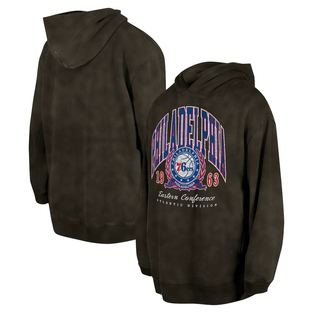 Philadelphia 76ers Unisex Oversized Essentials Pigment Wash Fleece Pullover Hoodie Charcoal - NBA