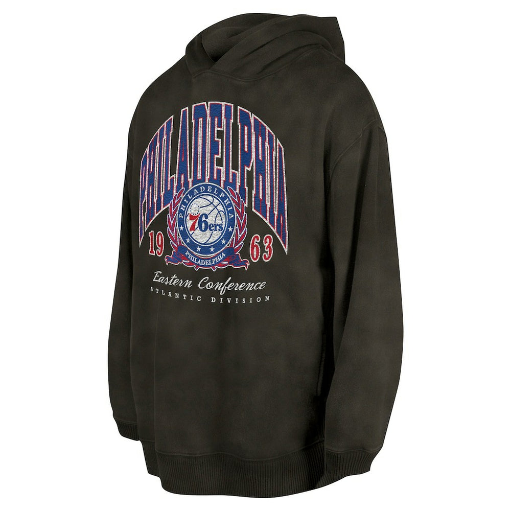Philadelphia 76ers Unisex Oversized Essentials Pigment Wash Fleece Pullover Hoodie Charcoal - NBA