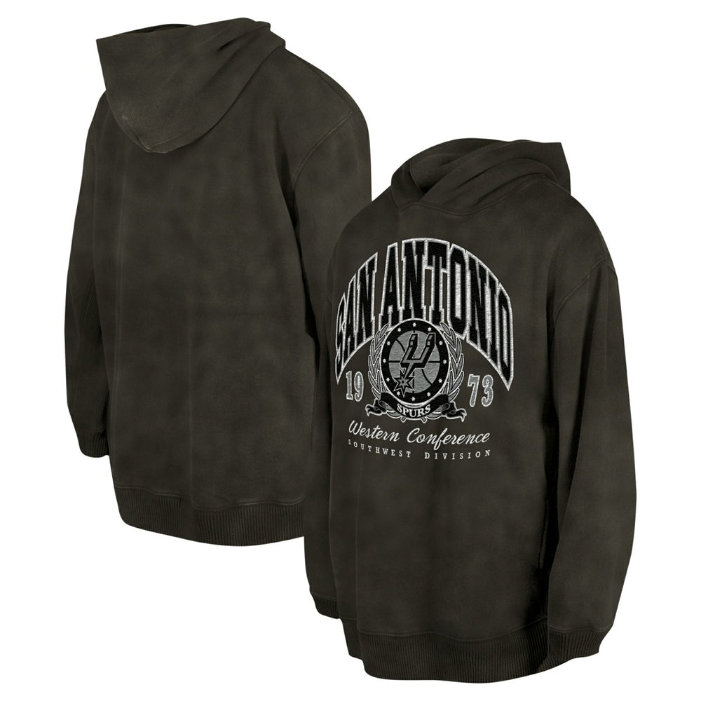 San Antonio Spurs Unisex Oversized Essentials Pigment Wash Fleece Pullover Hoodie Charcoal - NBA
