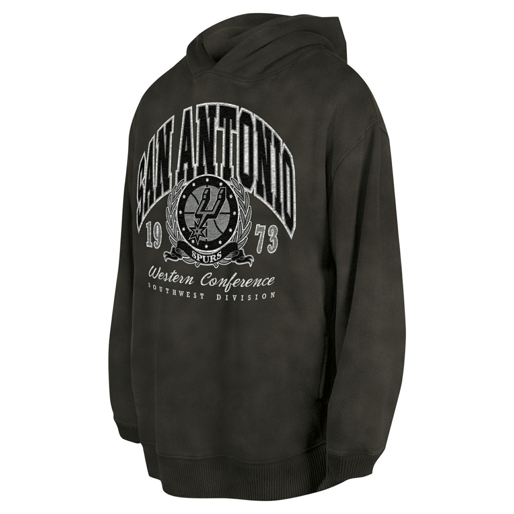 San Antonio Spurs Unisex Oversized Essentials Pigment Wash Fleece Pullover Hoodie Charcoal - NBA