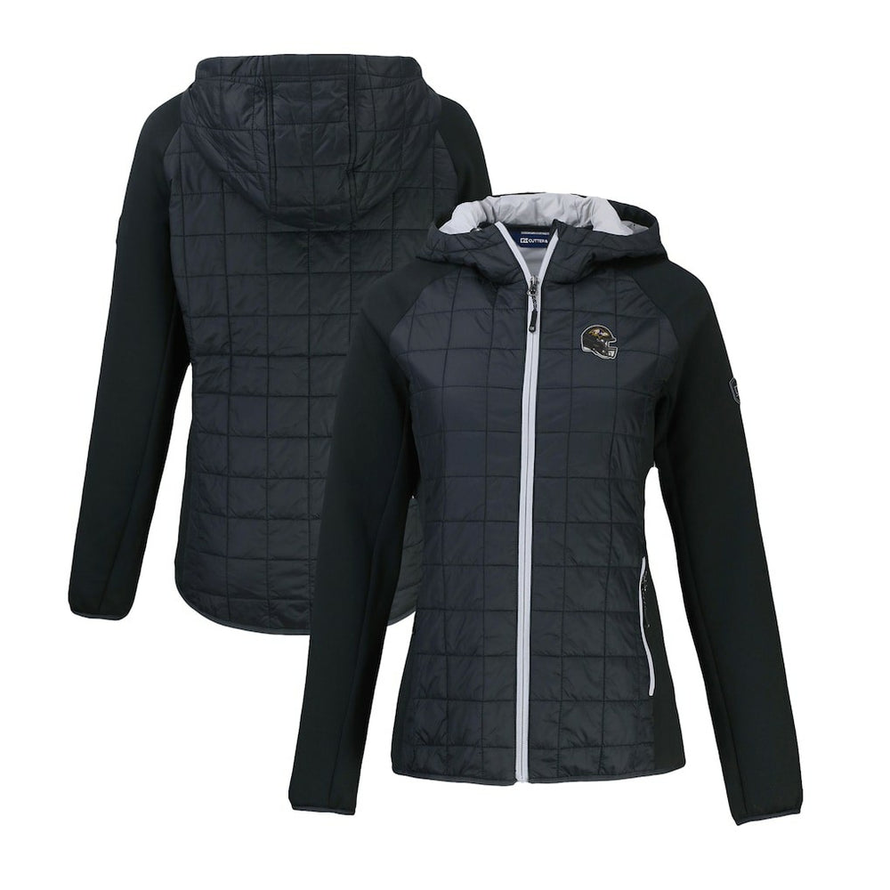 Baltimore Ravens Cutter & Buck Women's Helmet Logo Rainier Primaloft Eco Full-Zip Hybrid Jacket Black | NFL