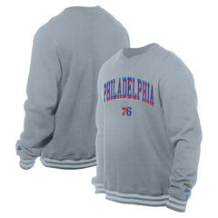 Philadelphia 76ers Chenille Cross Over Pullover Sweatshirt Gray - NBA
