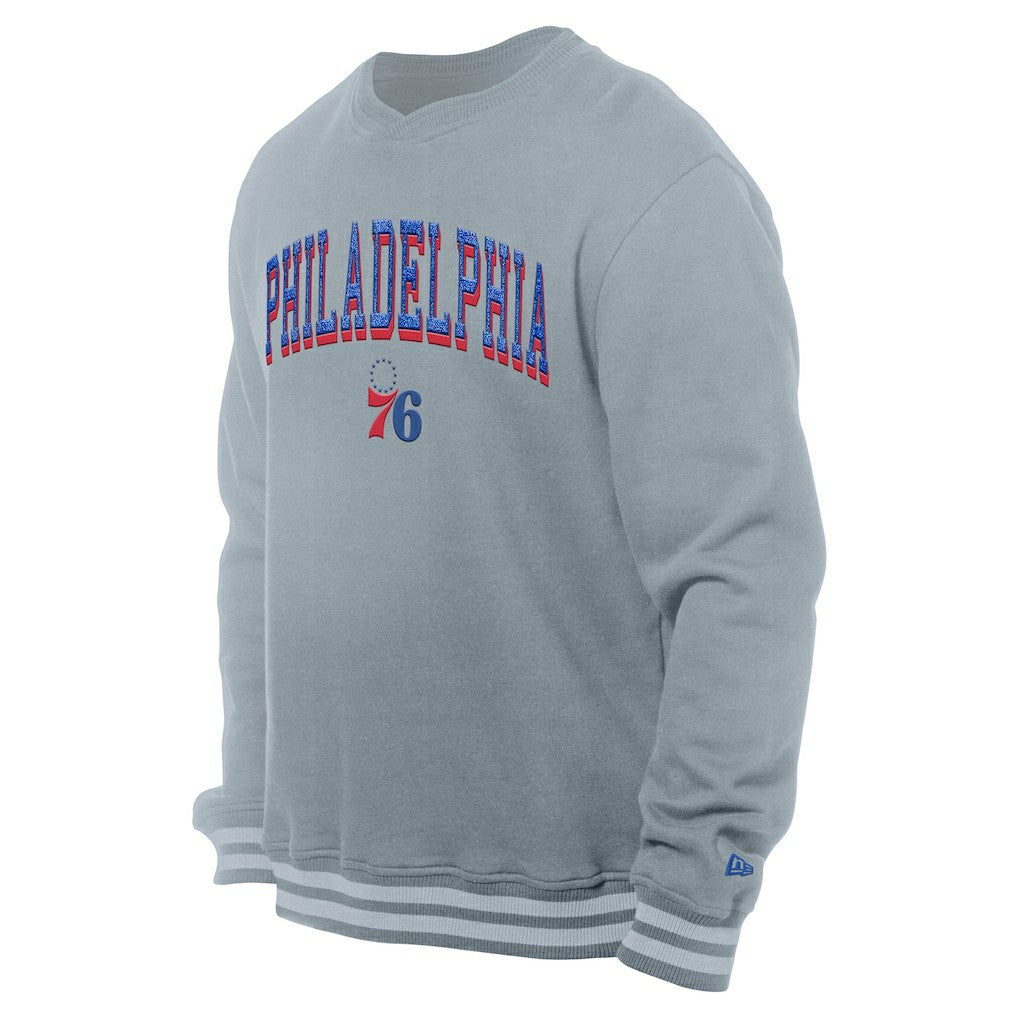 Philadelphia 76ers Chenille Cross Over Pullover Sweatshirt Gray - NBA