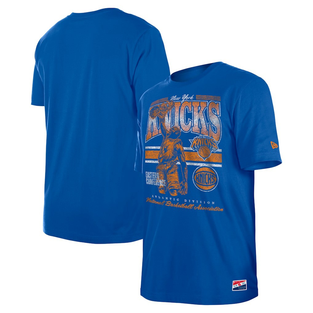 New York Knicks Enzyme Wash Oversized T-Shirt Blue - NBA