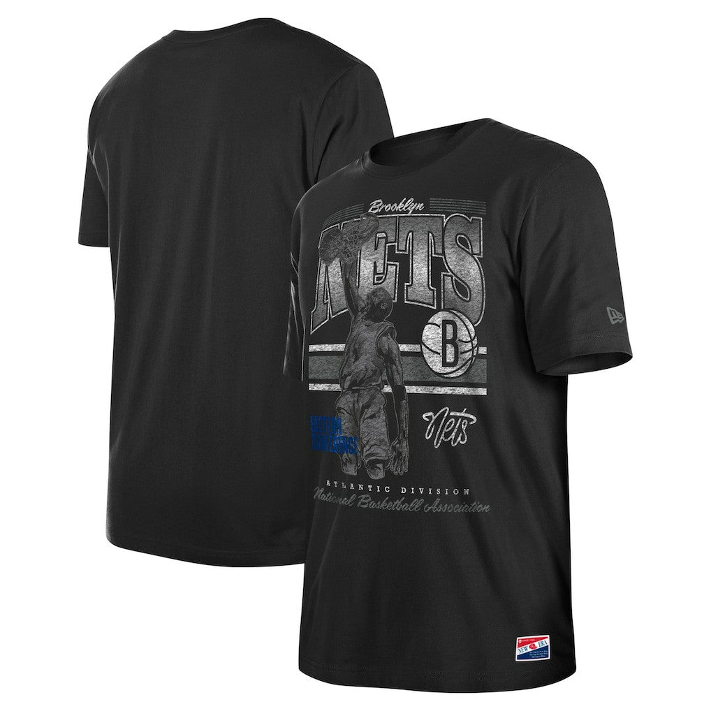Brooklyn Nets Enzyme Wash Oversized T-Shirt Black - NBA
