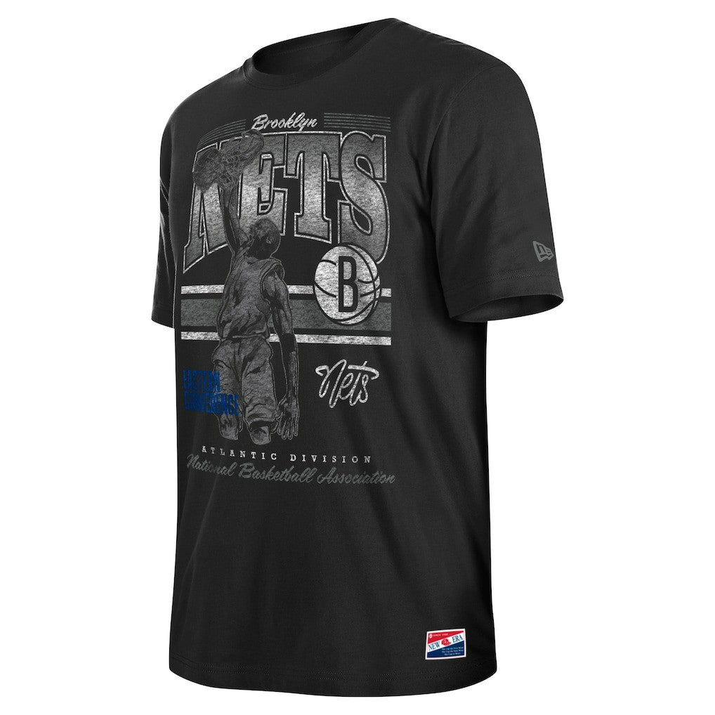 Brooklyn Nets Enzyme Wash Oversized T-Shirt Black - NBA