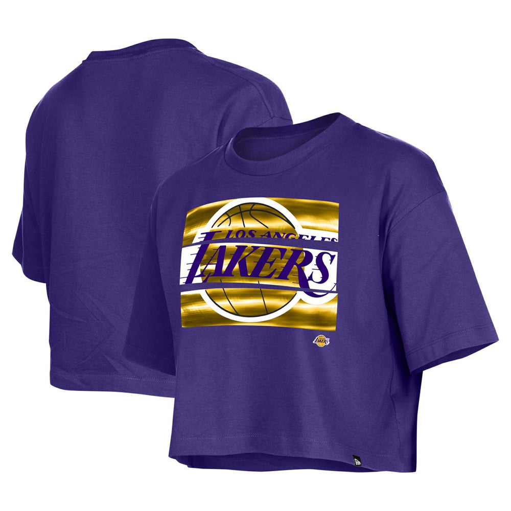 Los Angeles Lakers Women's Oversized Boxy Crop T-Shirt Purple - NBA