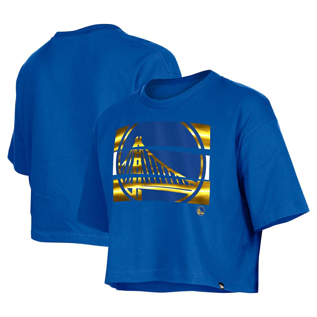 Golden State Warriors Women's Oversized Boxy Crop T-Shirt Royal - NBA