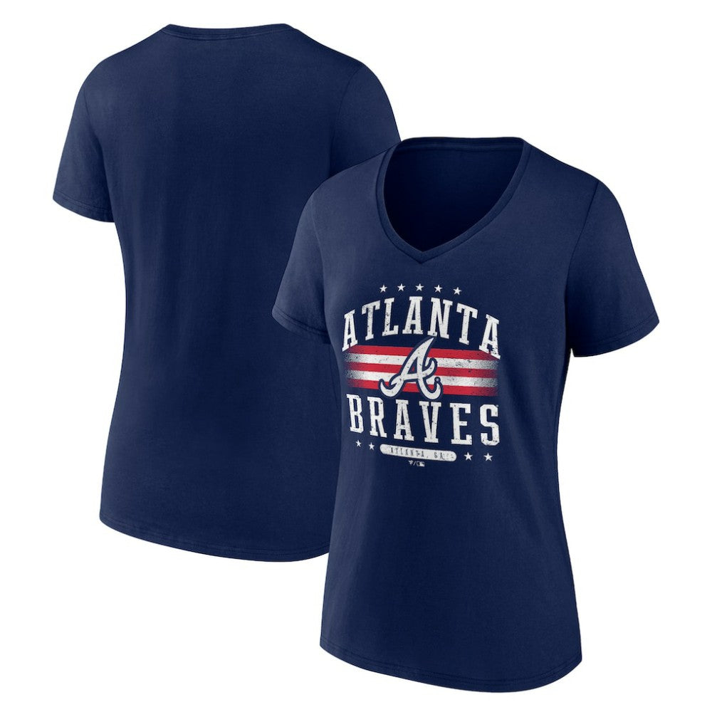Atlanta Braves Women's Americana Team V-Neck T-Shirt - MLB