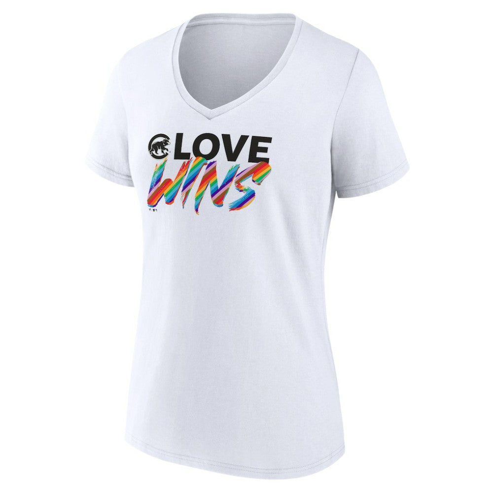 Chicago Cubs Women's Love Wins V-Neck T-Shirt - MLB