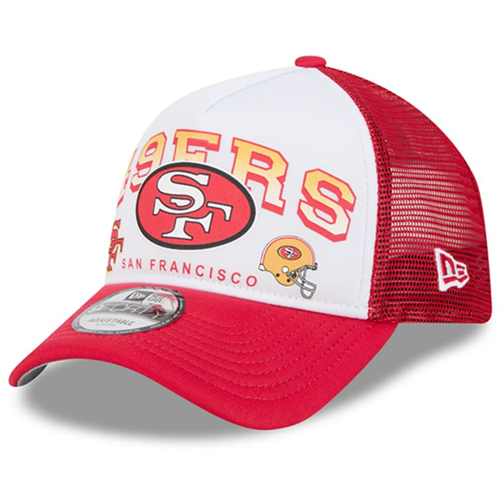 San Francisco 49ers New Era Retro Wordmark A-Frame 9FORTY Adjustable Hat White/Scarlet | NFL