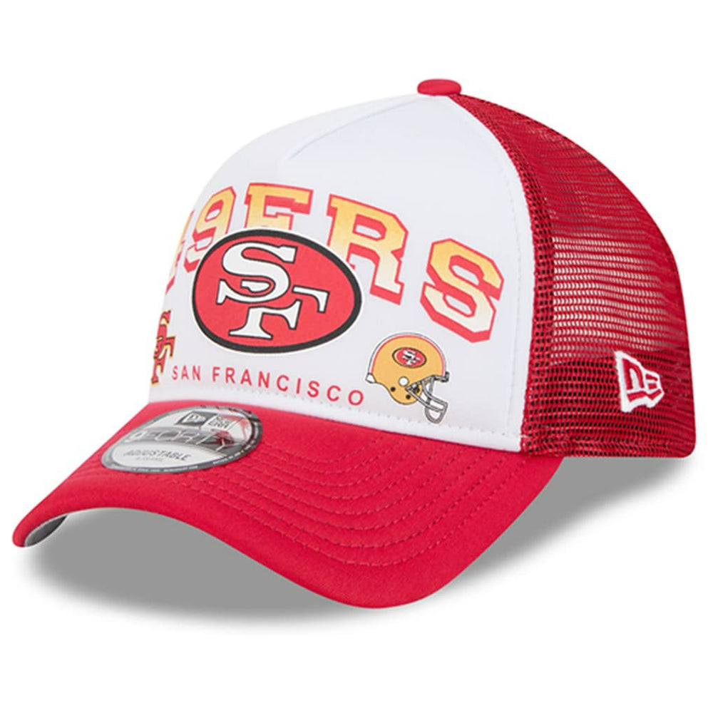 San Francisco 49ers New Era Retro Wordmark A-Frame 9FORTY Adjustable Hat White/Scarlet | NFL