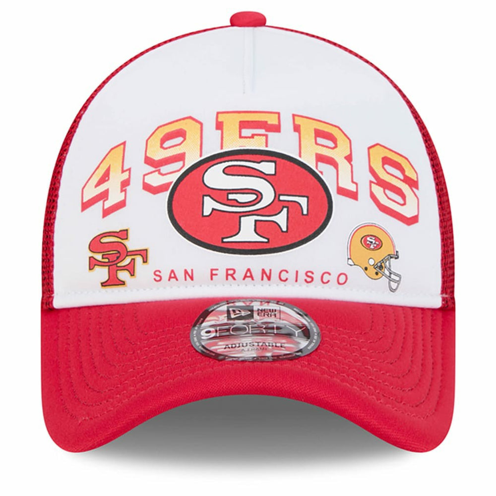 San Francisco 49ers New Era Retro Wordmark A-Frame 9FORTY Adjustable Hat White/Scarlet | NFL