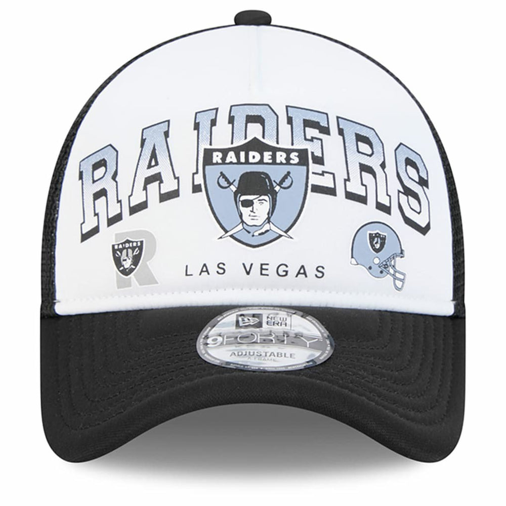 Las Vegas Raiders New Era Retro Wordmark A-Frame 9FORTY Adjustable Hat White/Black | NFL