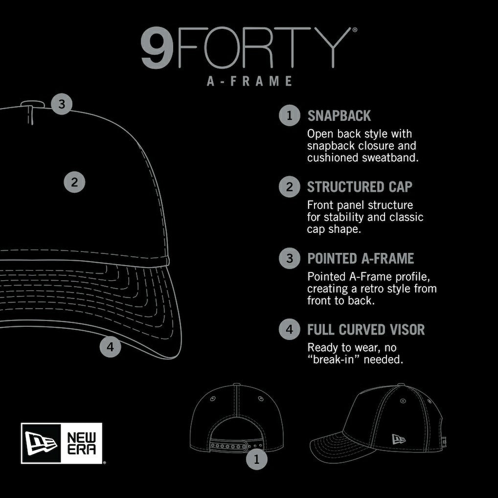 Las Vegas Raiders New Era Retro Wordmark A-Frame 9FORTY Adjustable Hat White/Black | NFL