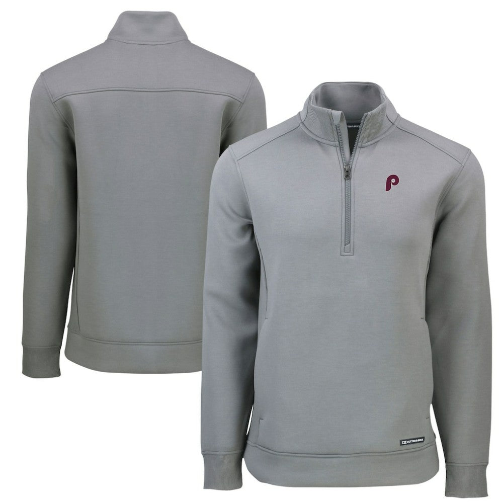 Philadelphia Phillies Cutter & Buck Cooperstown Collection Roam Eco Recycled Quarter-Zip Pullover - MLB