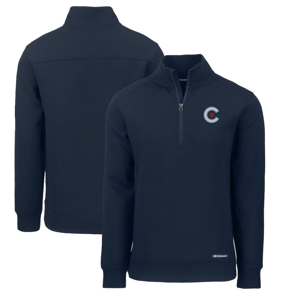 Chicago Cubs Cutter & Buck City Connect Roam Eco Recycled Quarter-Zip Pullover - MLB