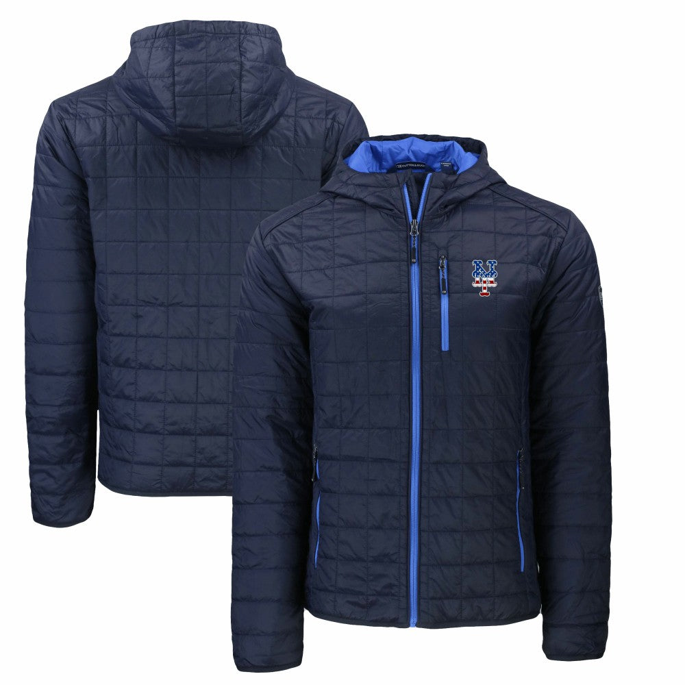 New York Mets Cutter & Buck Americana Rainier Primaloft Eco Full-Zip Hooded Jacket - MLB