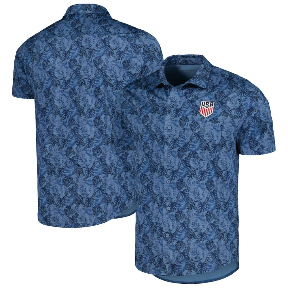USMNT Antigua Resort Button-Up Shirt Navy - FIFA World CUP