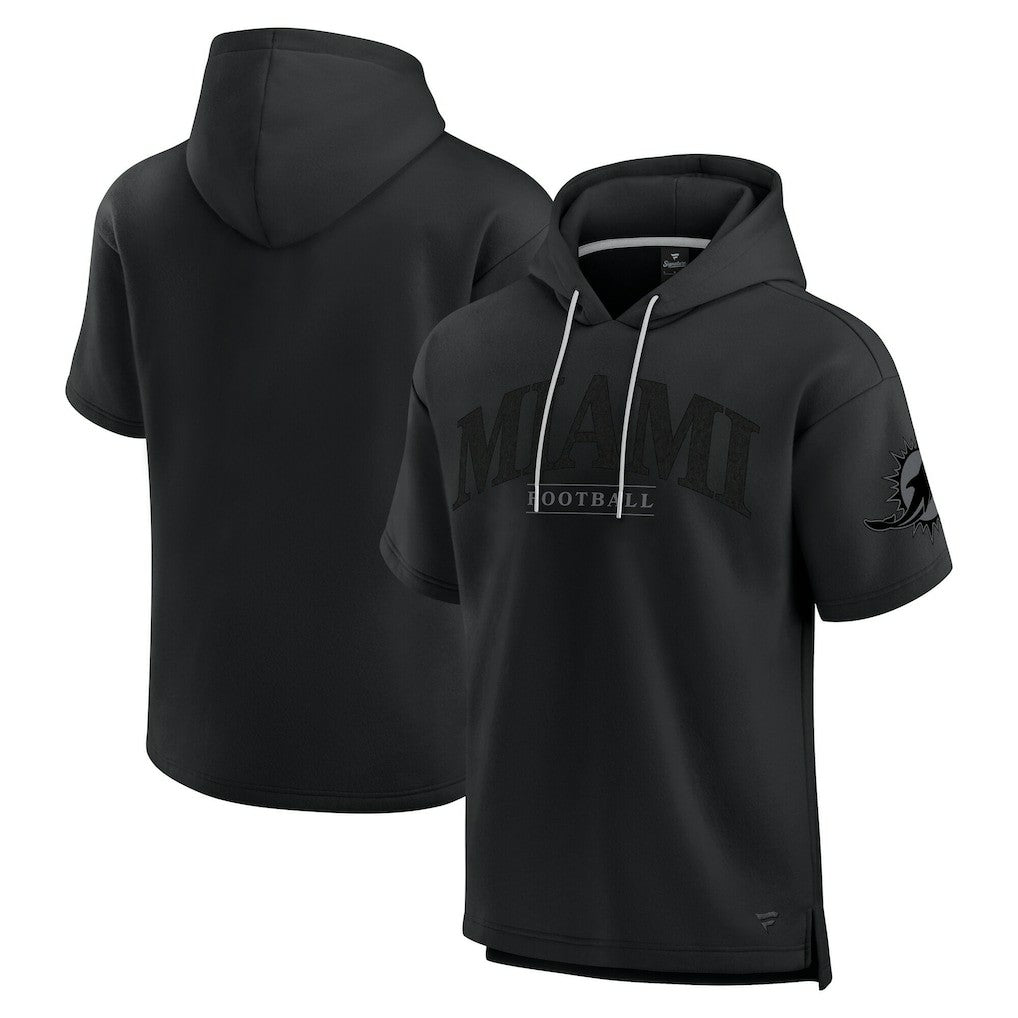 Miami Dolphins Unisex Elements Ready Short Sleeve Pullover Hoodie Black | Fanatics