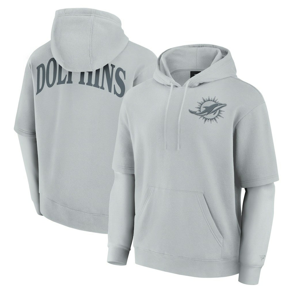 Miami Dolphins Unisex Sleek Elements Pullover Hoodie Gray | Fanatics