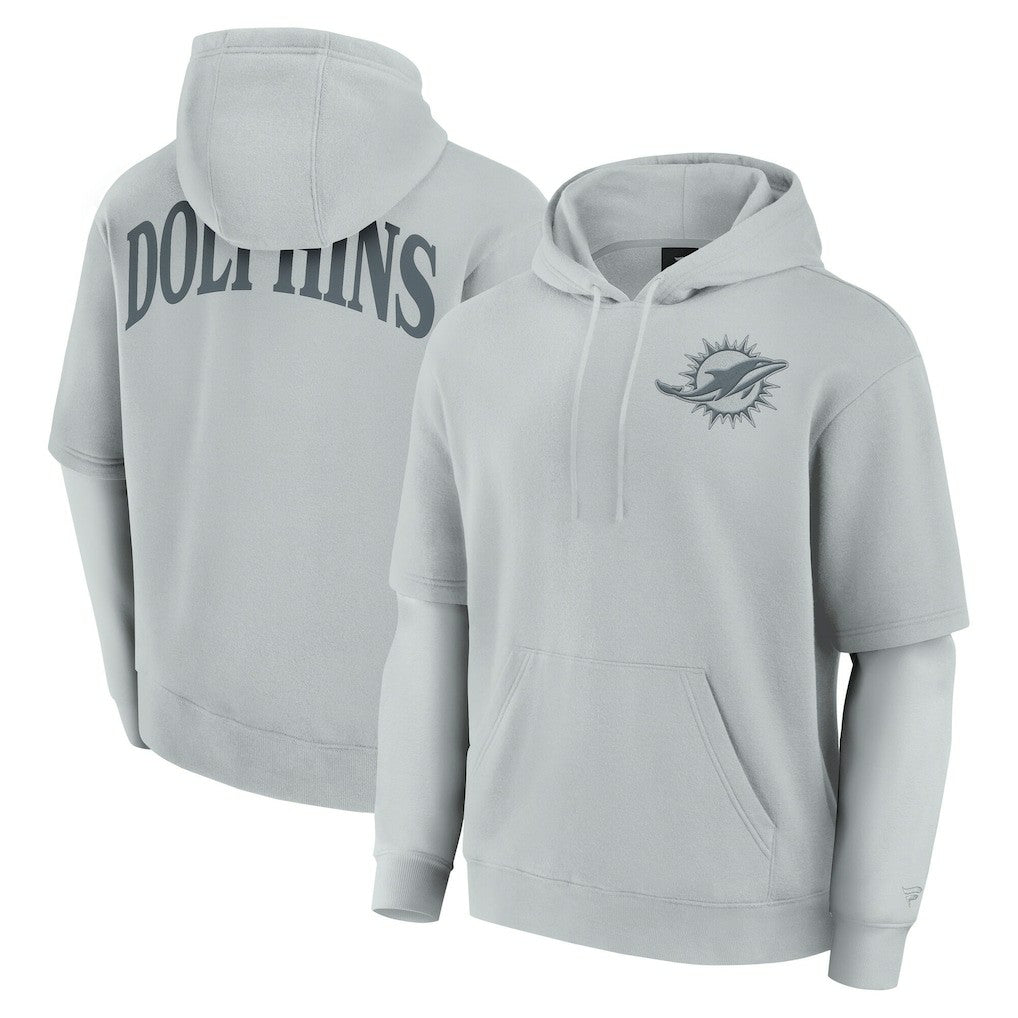 Miami Dolphins Unisex Sleek Elements Pullover Hoodie Gray | Fanatics