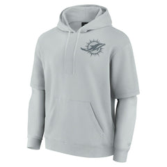 Miami Dolphins Unisex Sleek Elements Pullover Hoodie Gray | Fanatics